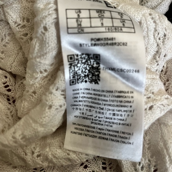 Guess XS Crochet White 3 Quarter Sleeve Coquette babydoll Top 🎀 - Picture 12 of 14